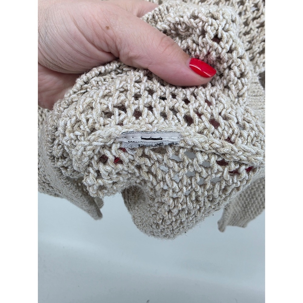 Madewell Open Stitch Crochet Crewneck Pullover Sweater Cream Tan Womens Medium - Picture 3 of 6